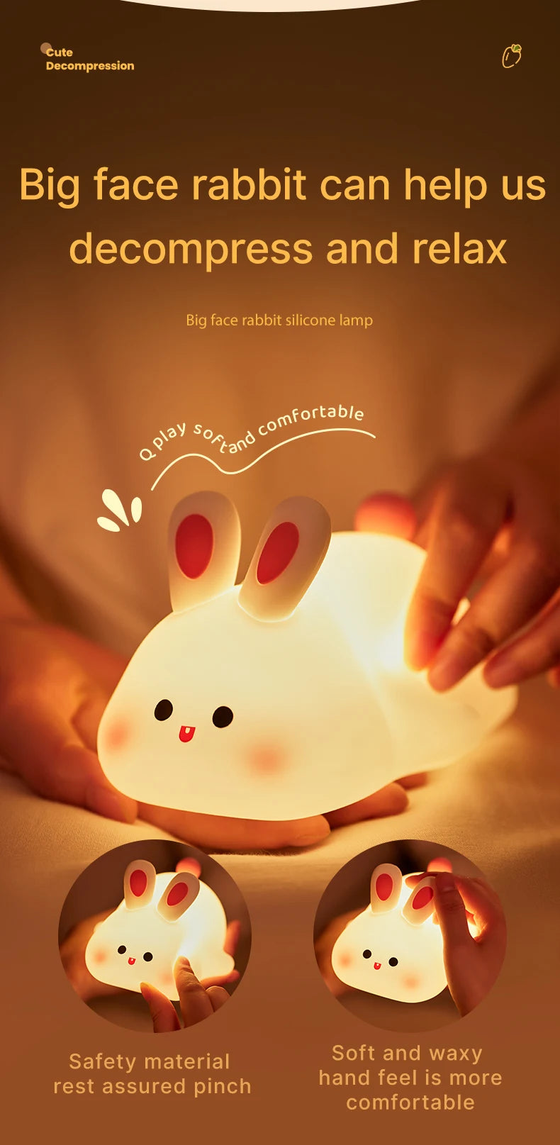 Cute Silicone LED Night Light for Kids Bedroom - Smarsty