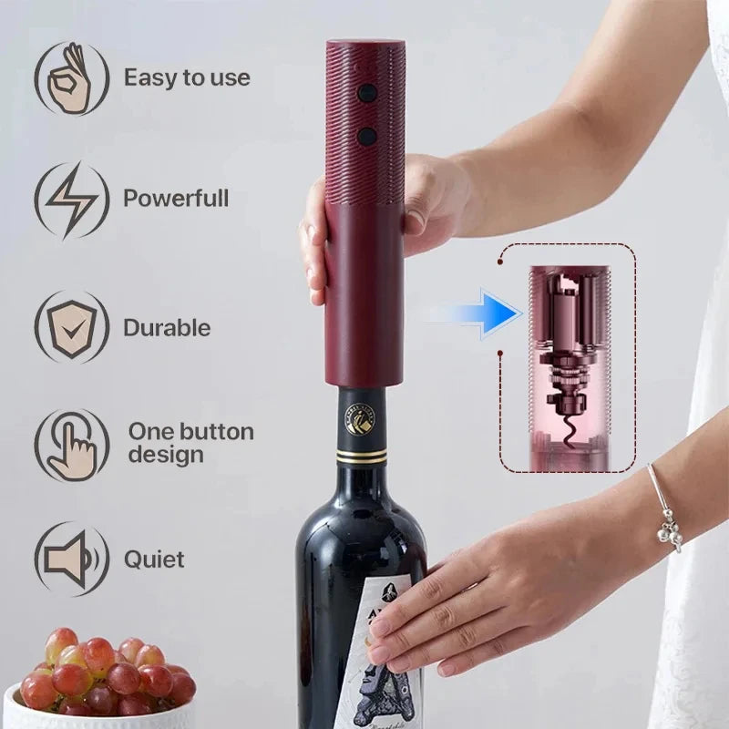 Electric Wine Bottle Opener Automatic Red Wine Corkscrew Rechargeable Wine Opener One-click Button Wine Tools Kitchen Products - Smarsty
