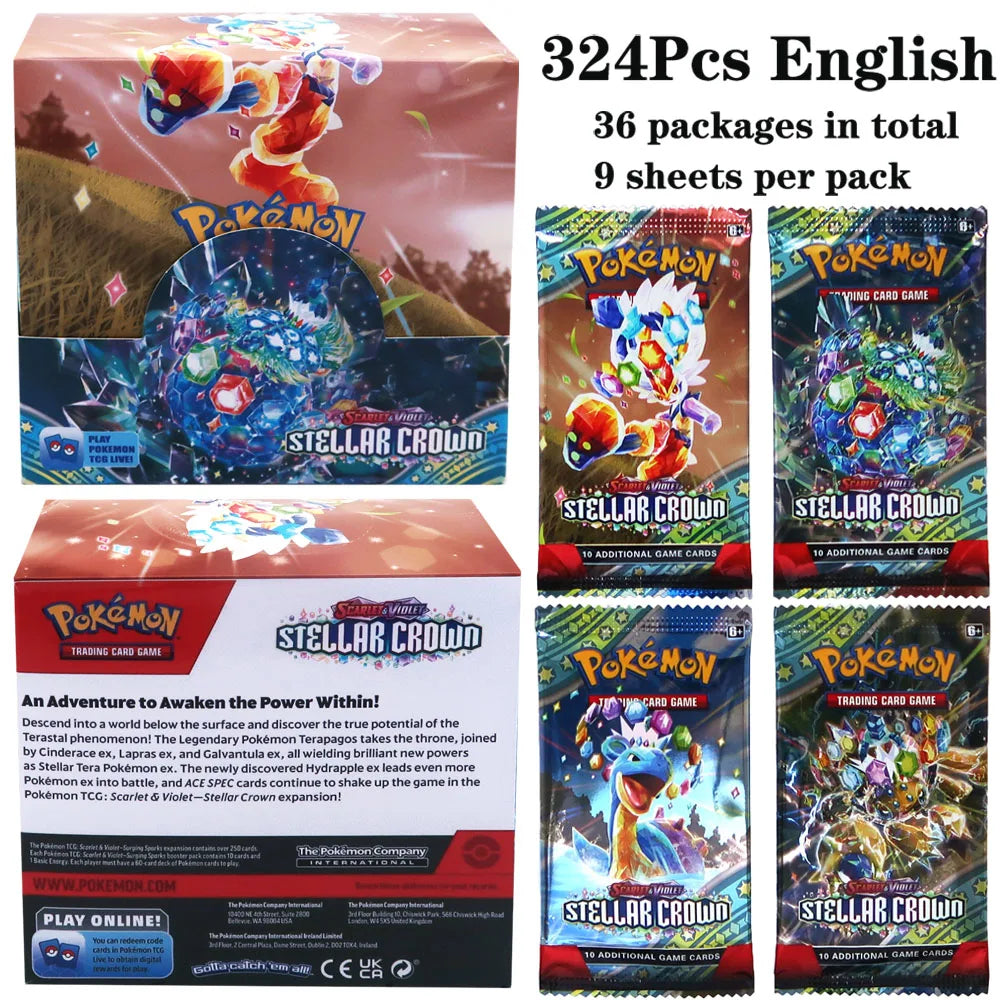 324pcs Pokemon TCG: Sword & Shield-Fusion Strike Booster Display Box (36 Packs) Board Game Card DESTINED RIVALS Stellar Crown - Smarsty