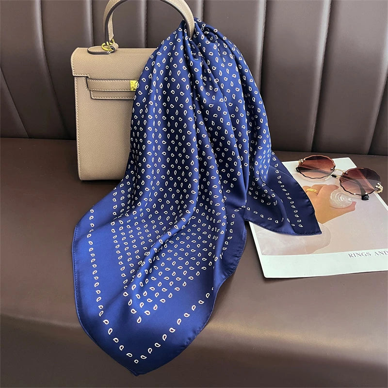Luxury Silk Skinny Scarf with Cat Print for Women - Smarsty