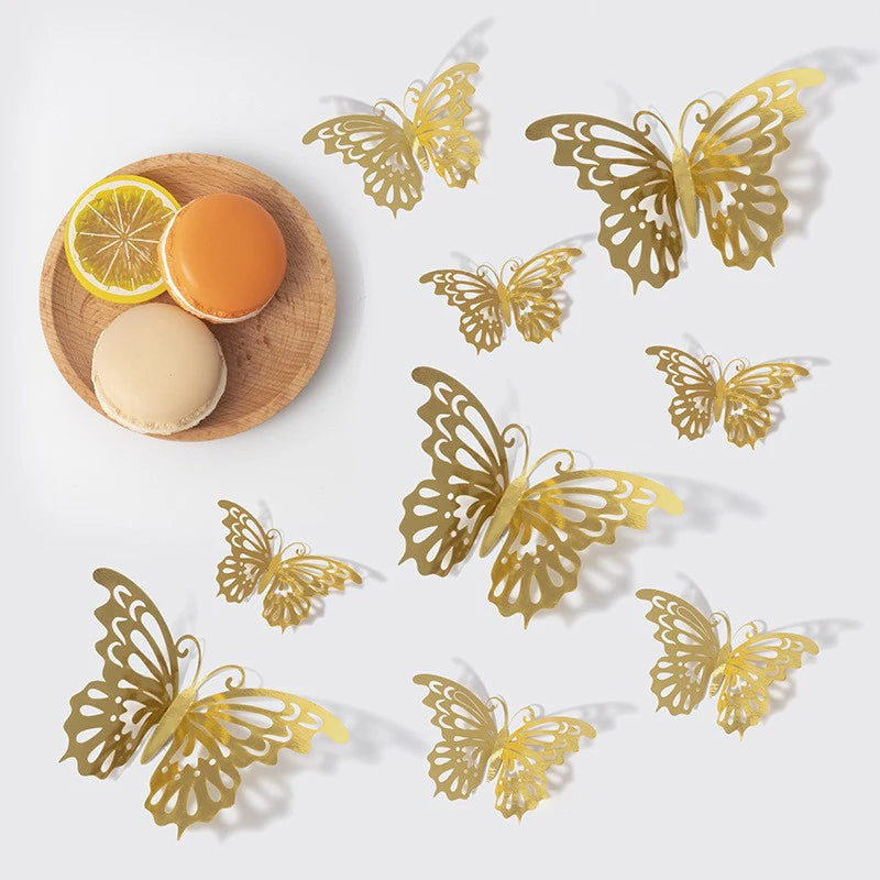 Gold 3D Butterfly Wall Decor Set for Parties - Smarsty