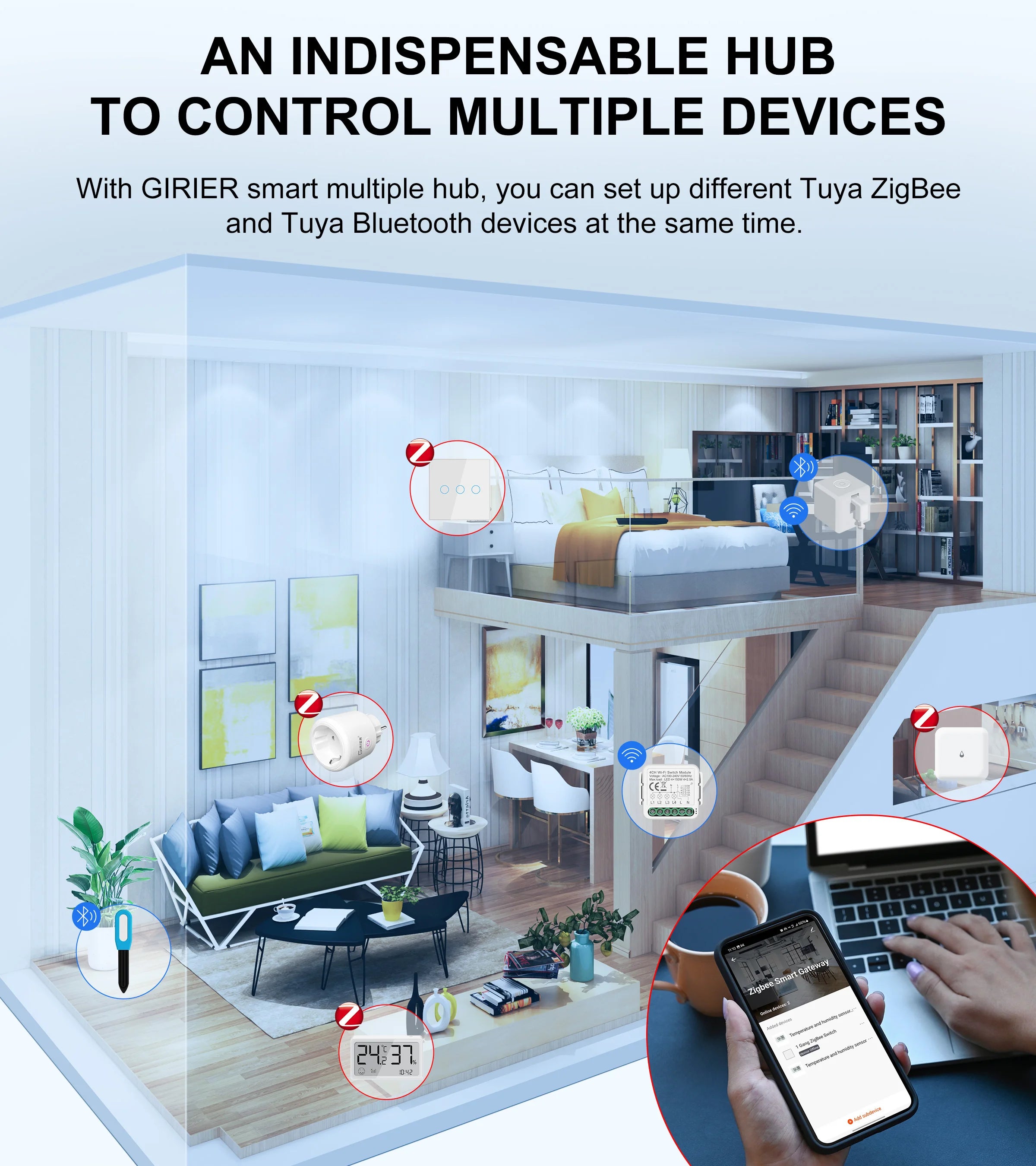 GIRIER Tuya ZigBee Gateway Hub for Smart Home Automation - Smarsty