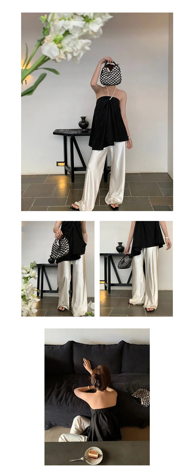 Satin Wide Leg Pants Long Floor Casual Pants Women's Summer - Smarsty