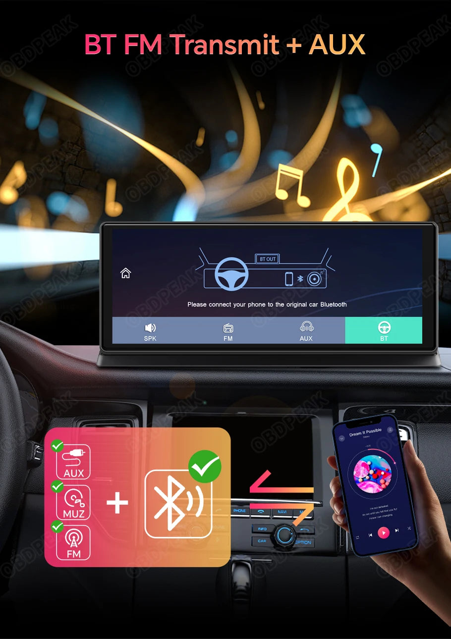 4K Car Dash Cam With Wireless CarPlay And GPS Navigation - Smarsty