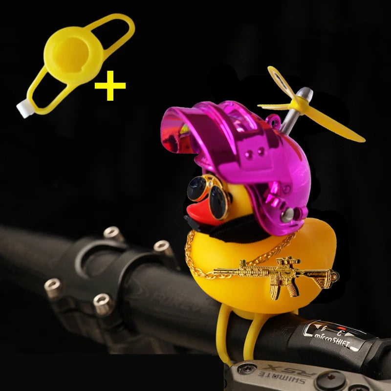 Helmeted Yellow Duck Car Ornament With Propeller Toy Gun - Smarsty