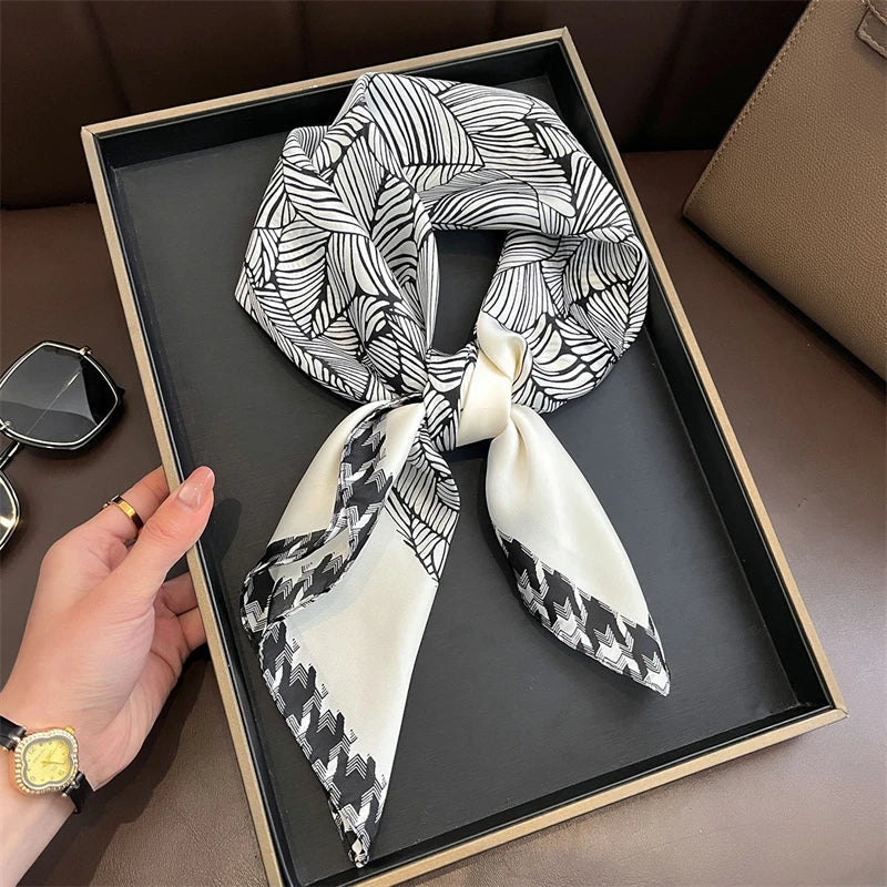 Bohemian Silk Square Scarf for Women Luxury Floral Print - Smarsty