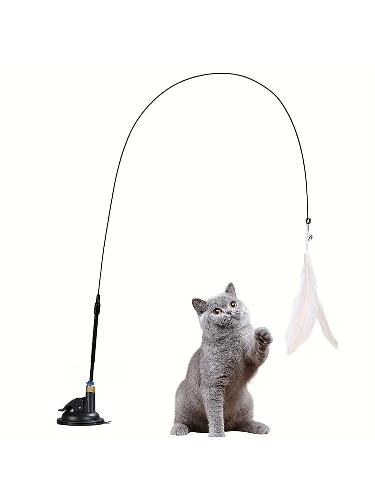 Interactive Cat Teaser Toy with Bell and Feather Wand - Smarsty