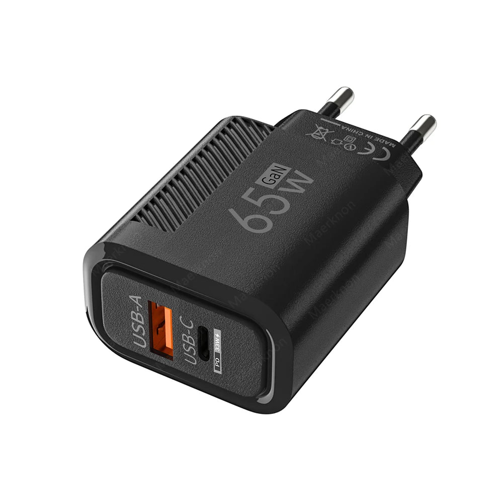 GaN USB C Charger 65W FastCharge EuropeanUnion US Plug - Smarsty