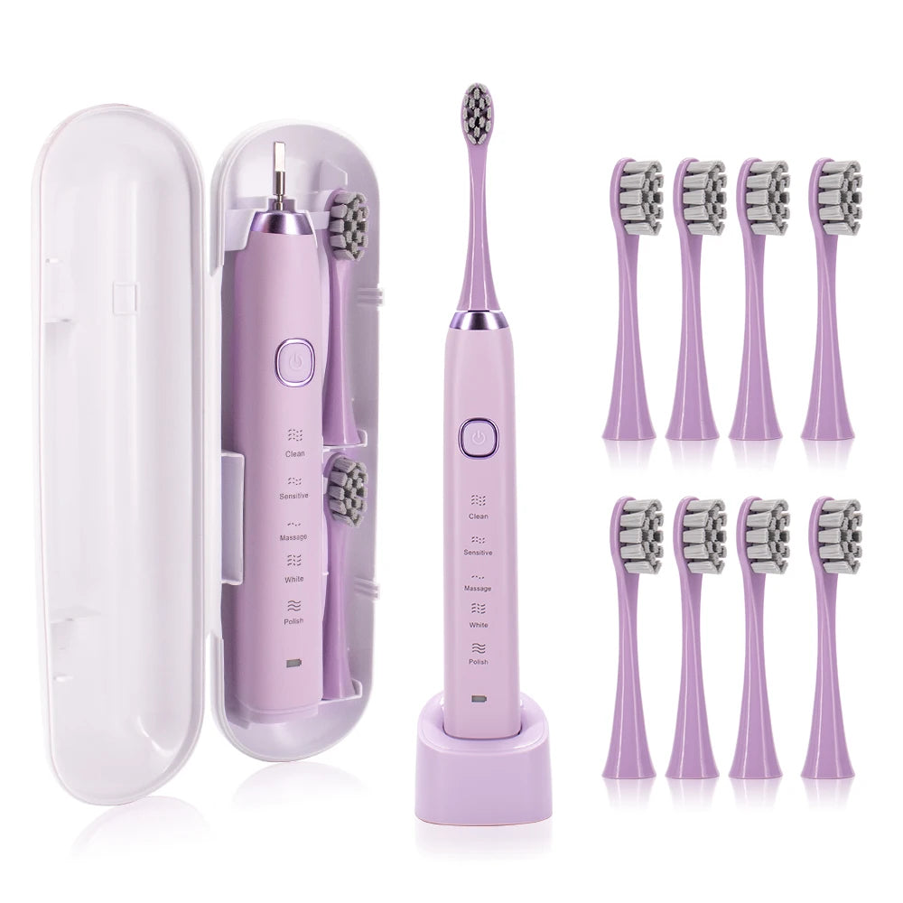 Sarmocare Electric Sonic Toothbrush with 8 Brush Heads - Smarsty