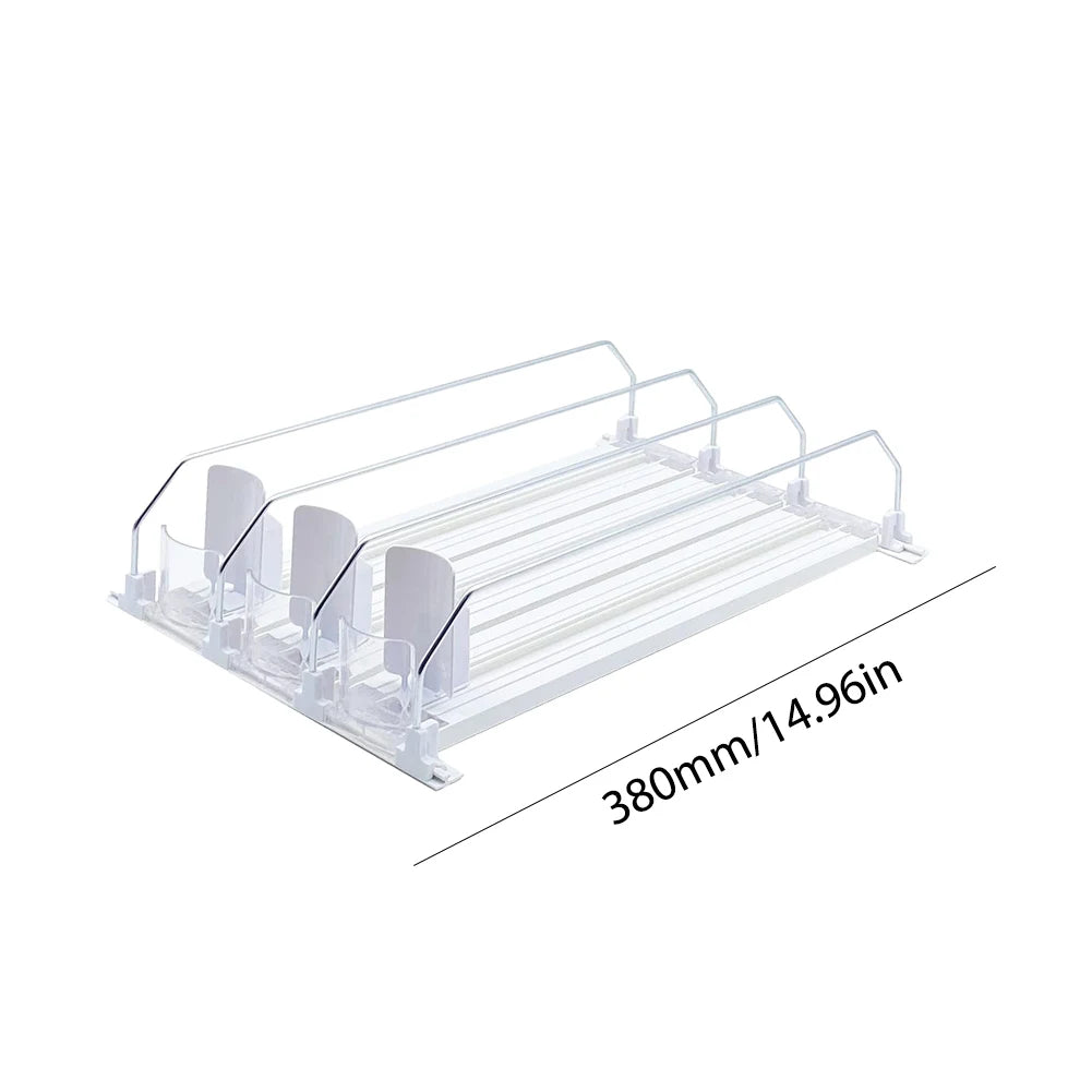 Canned Beverage Push Rack Drink Organizer Dispenser Spring Push Adjustable Width Storage Shelf E-shaped Glide for Kitchen Fridge by Smarsty