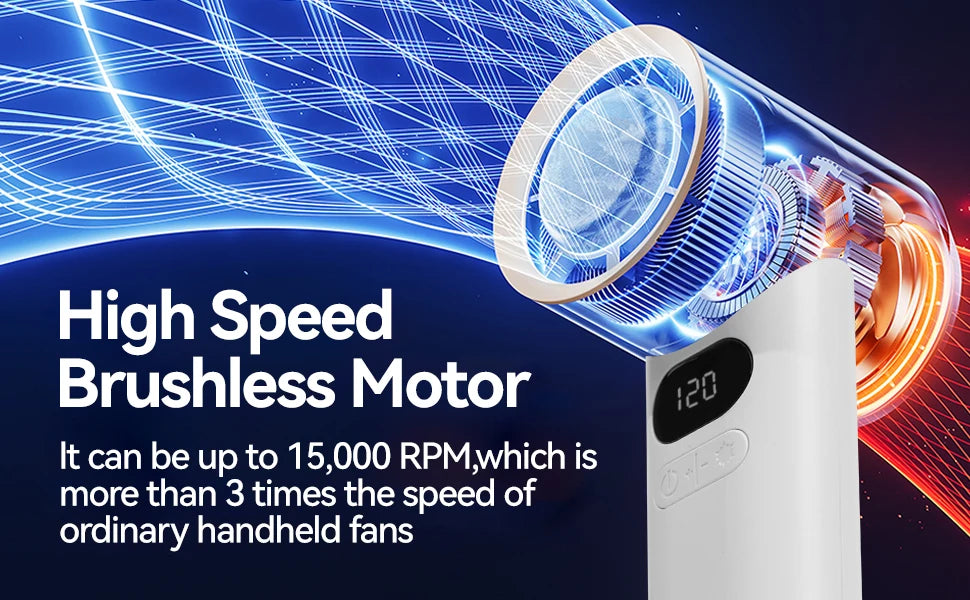 Portable Fan 120-Speed Digital Display Ice Cooling Tech Stylish Semiconductor Condensation Mini Personal Fan for Home, Office