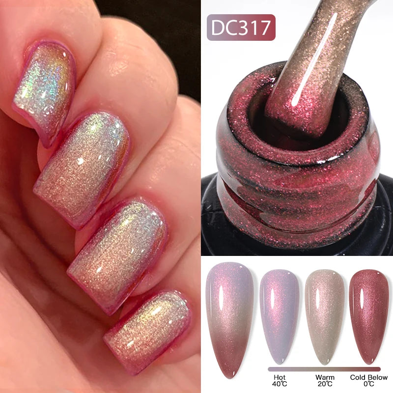 Auroras Thermal Rubber Base Gel Nail Polish Long Lasting Glitter - Smarsty