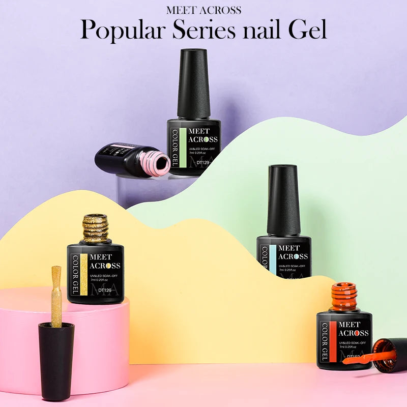 Fluorescent Gel Nail Polish Set With Glitter Finish - Smarsty