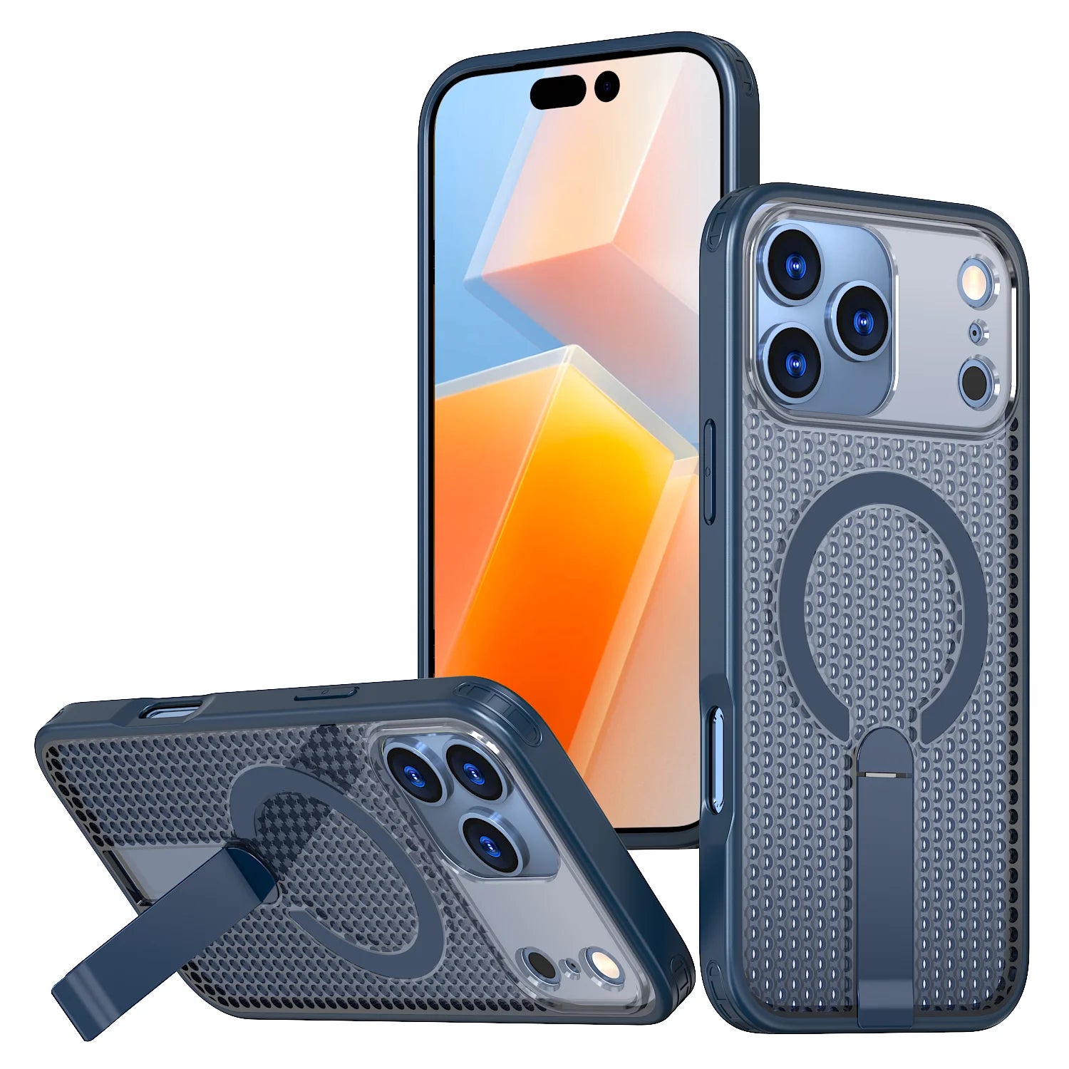 Breathable for Magsafe Stand Case for iPhone 17 Air 16 15 14 13 12 Pro Max 11 Plus 16E SE4 17Pro Magnetic Cooling Rugged Cover