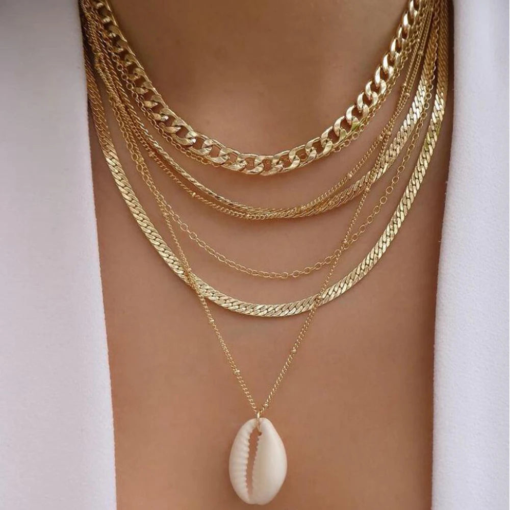 Vintage Gold Boho Layered Necklace Set for Women - Smarsty