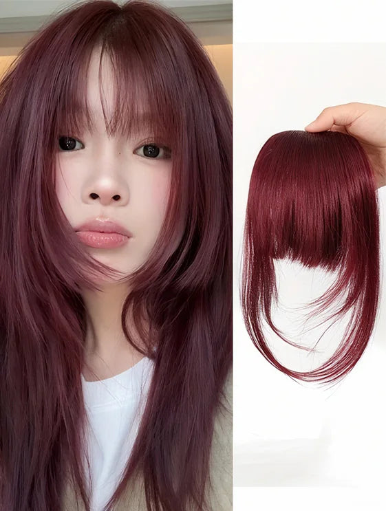 Synthetic Hair Clip-In Bangs Cut Wispy Fringe with Sideburns Dark Brown Natural Look for Women Daily Party Wear - Smarsty