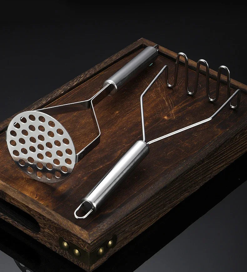 Stainless Steel Potato Masher Manual Fruit Vegetable Pressure Mud Machine Kitchen Children Food Crusher Complementary Gadget by Smarsty