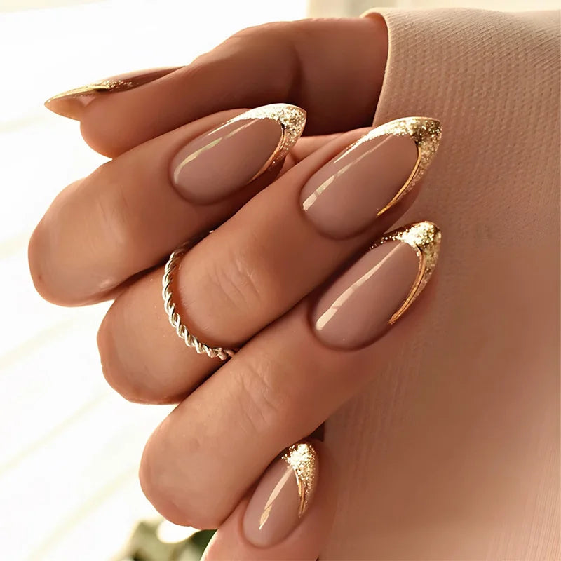 Colorful Press On Almond Nails Set with Pearl Flowers - Smarsty