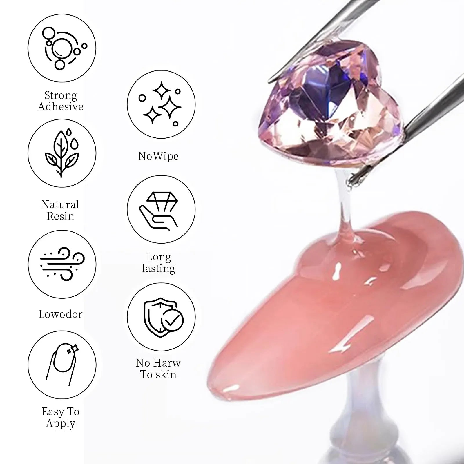 30g Nail Rhinestone Glue for Nails Super Strong Gel Nail Glue for Nail Charm 3D Nails Bling Gel Decoration Gem Nail Art Diamonds - Smarsty