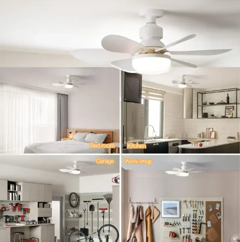 Ceiling fan light E27LED40W Strong wind 85-265V silent electric ceiling fan light remote control 85-265V living room kitchen