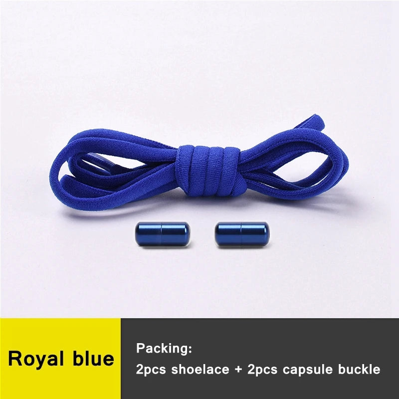 21 Colors No Tie Shoelaces Round Color Metal Lock Elastic Shoelace General For Children And Adults Sneakers Lazy Laces Unisex - Smarsty