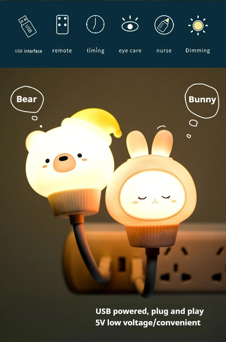 Cute Cartoon LED Night Light with Remote Control for Kids - Smarsty