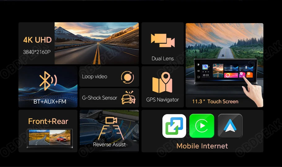 4K Car Dash Cam With Wireless CarPlay And Android Auto - Smarsty