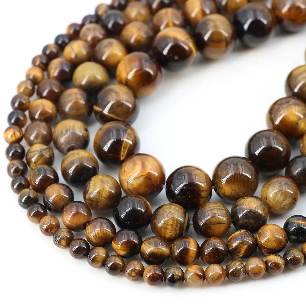 Natural Stone Beads Blue Tiger Eye Crystal Amethyst Rose Quartz Gemstone Bead for Jewelry Making Bracelet Necklace 4/6/8/10MM - Smarsty