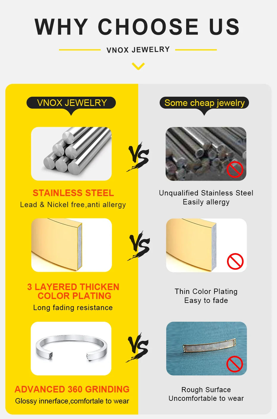 Vnox Stainless Steel Chain Bracelet for Men Gift - Smarsty