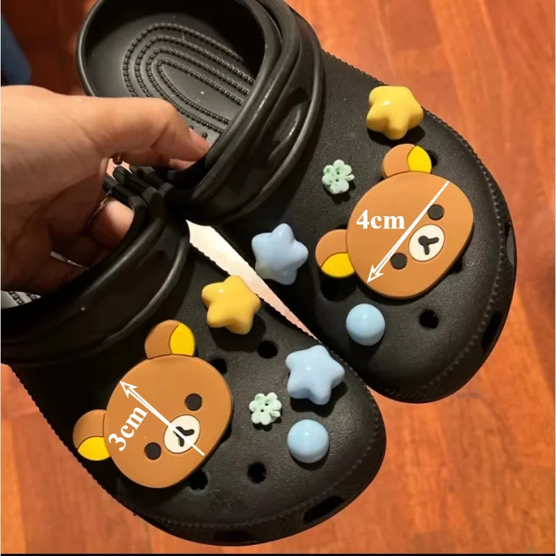 10pcs Shoe Decorative Stickers Shoes Charms Removable Cute Bear Stars Shoe Accessories for Girls Summer Shoes DIY Gift