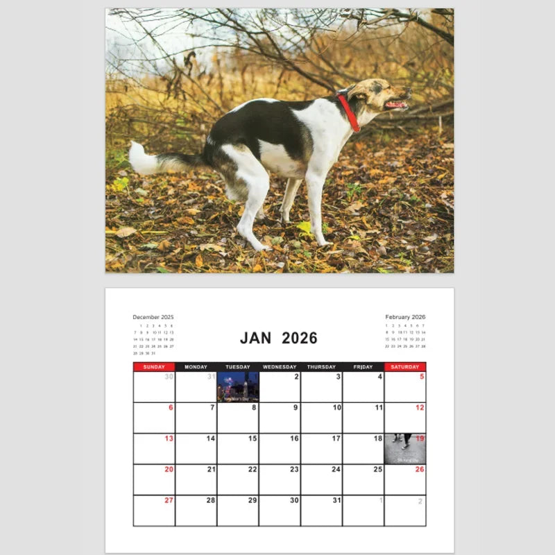 2026 Pooping Dog Calendar-Year Monthly Planner & Agenda Schedule Organizer Wall Calendar Funny Party Gag Gifts for Friends - Smarsty