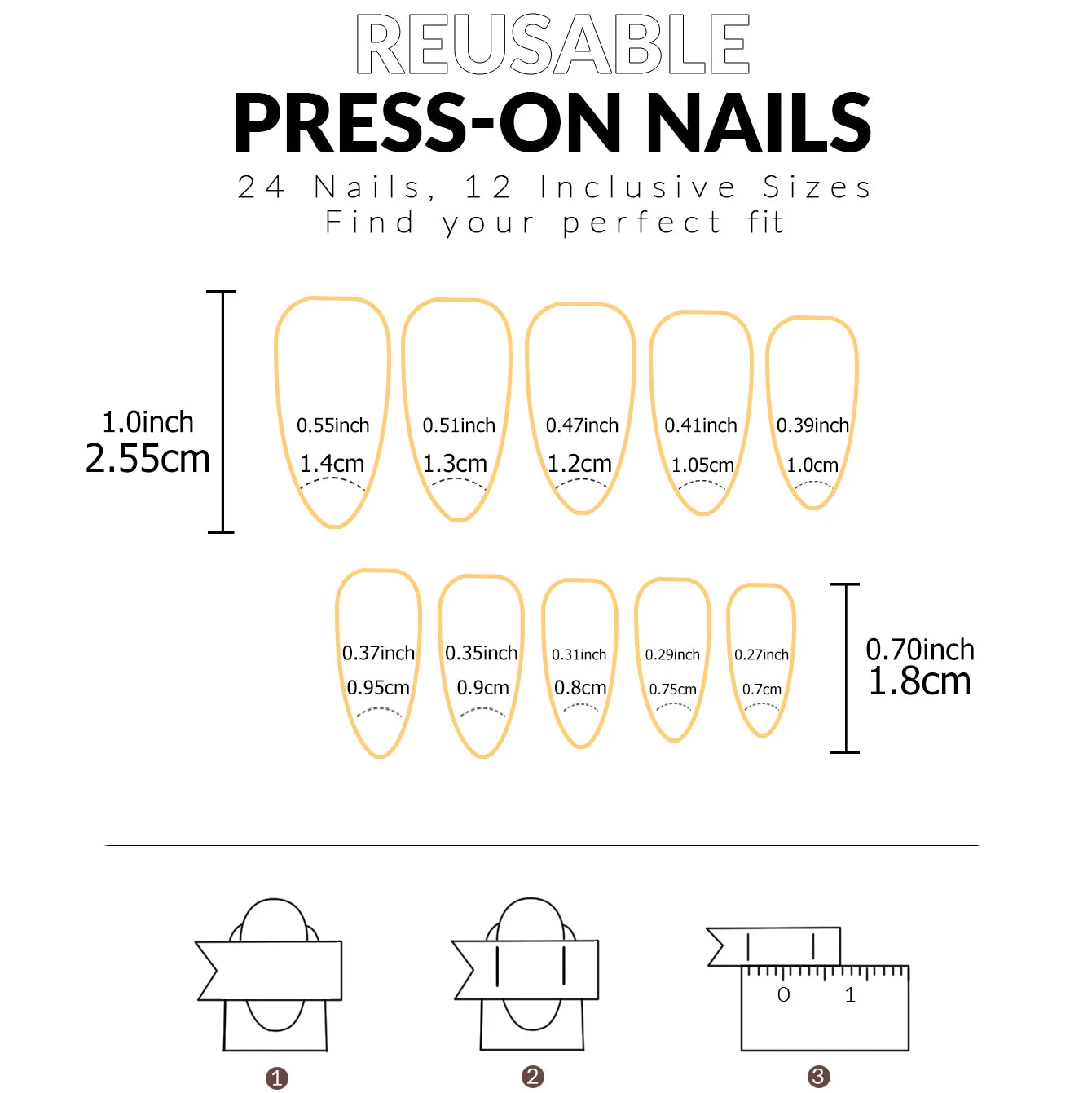24PCS Medium Pink Black French Tip Press On Nails - Smarsty