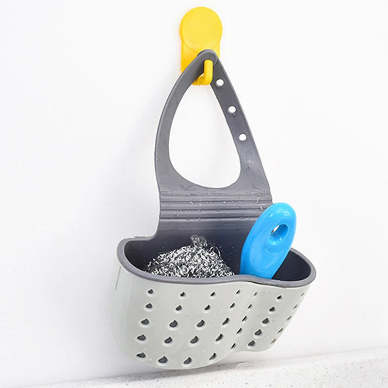 Home Storage Drain Basket Kitchen Sink Holder Adjustable Soap Sponge Shlf Hanging Drain Basket Bag Kitchen Accessories by Smarsty