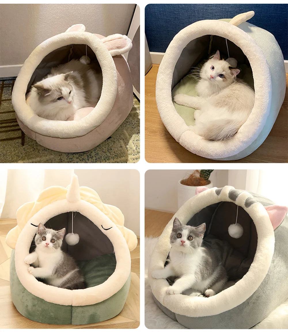 Deep Sleep Cat Bed with Cute Ear Design - Smarsty