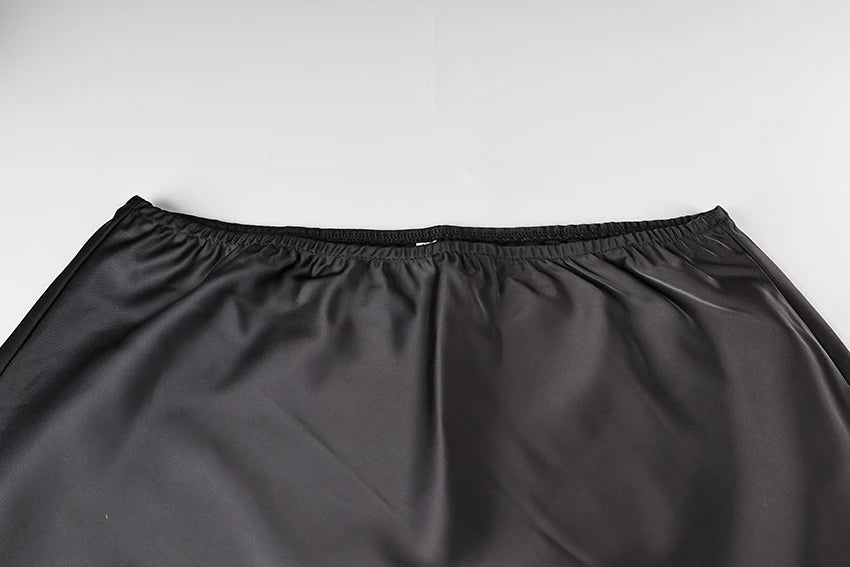 Linad Elegant Satin Embroidery Pencil Skirts Summer Sexy High Waist Split Mini Skirts For Women Fashion Slim Skirt Female 2025 - Smarsty