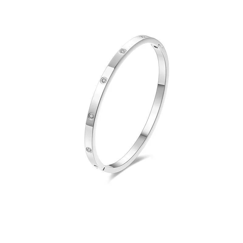 Luxury Stainless Steel Bangle for Women with Crystal - Smarsty