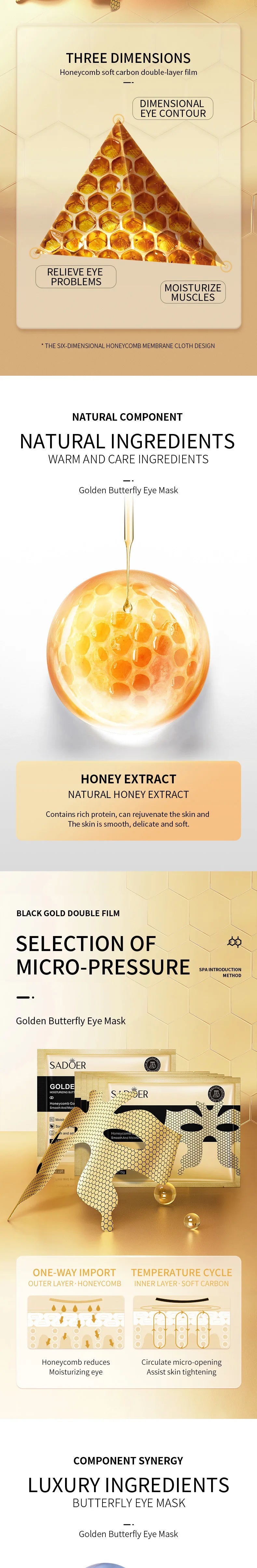 10pcs SADOER Golden Collagen Eye Masks for Dark Circles - Smarsty