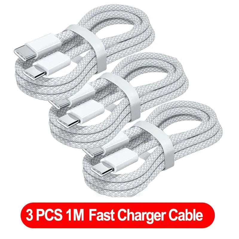 3PCS USB C Cable to USB C 100W Fast Charging Charger Cable Supports Fast Charging For iPhone 16 15 Samsung Xiaomi Huawei etc - Smarsty