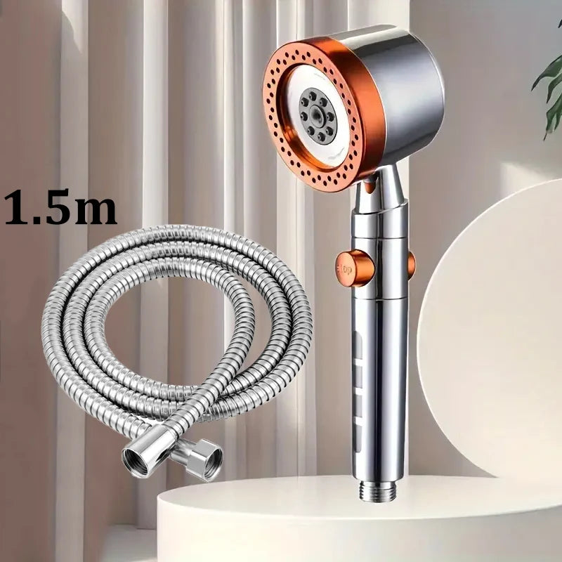 New High Pressure Water Saving Filter Shower Head 5 Modes Handheld Shower Head One Button Stop Bathroom Accessories Set - Smarsty