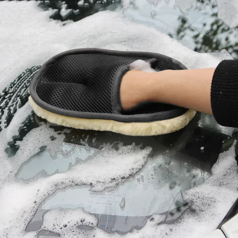 Soft Wool Car Washing Gloves For Gentle Auto Cleaning - Smarsty