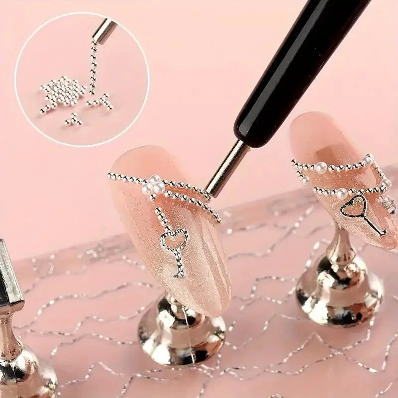 Mini Caviar Beads Nail Art Set with Magnetic Pen - Smarsty