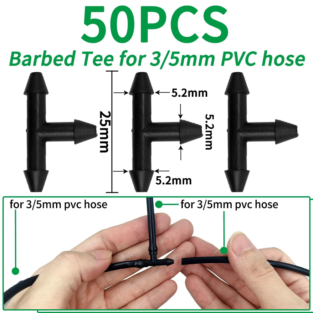 Oasis 50PCS Plastic Barbed Tee Connectors for Drip Irrigation - Smarsty