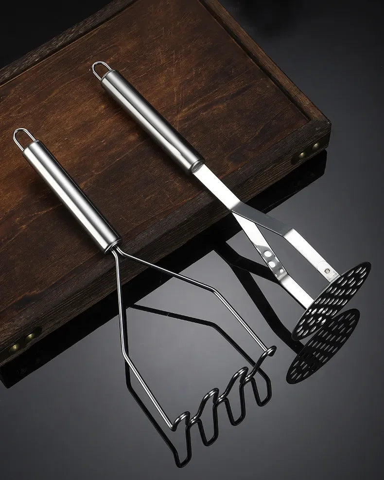 Stainless Steel Potato Masher Manual Fruit Vegetable Pressure Mud Machine Kitchen Children Food Crusher Complementary Gadget by Smarsty