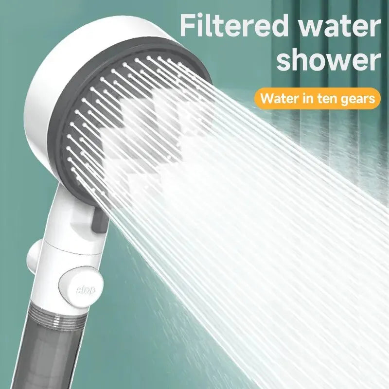 High Quality 8 Mode Shower Head Water Filter Adjustable High Pressure Shower Portable One-Key Stop Shower Bathroom Accessories - Smarsty