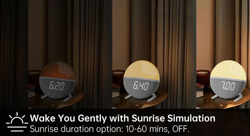 Wake Up Light Sunrise Alarm Clock with Natural Sounds - Smarsty