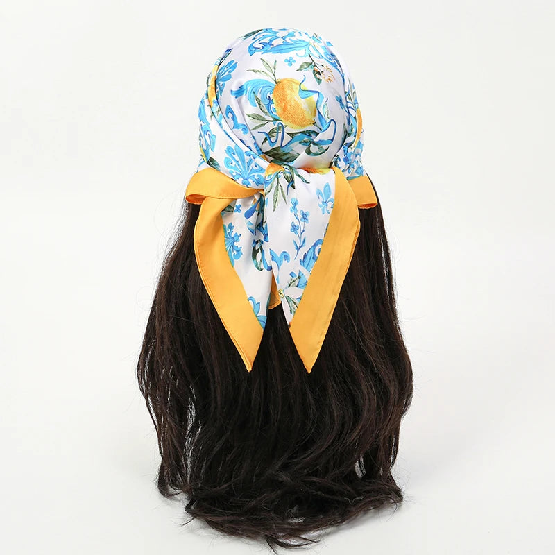 Luxury Silk Satin Headscarf for Women with Plaid Print - Smarsty