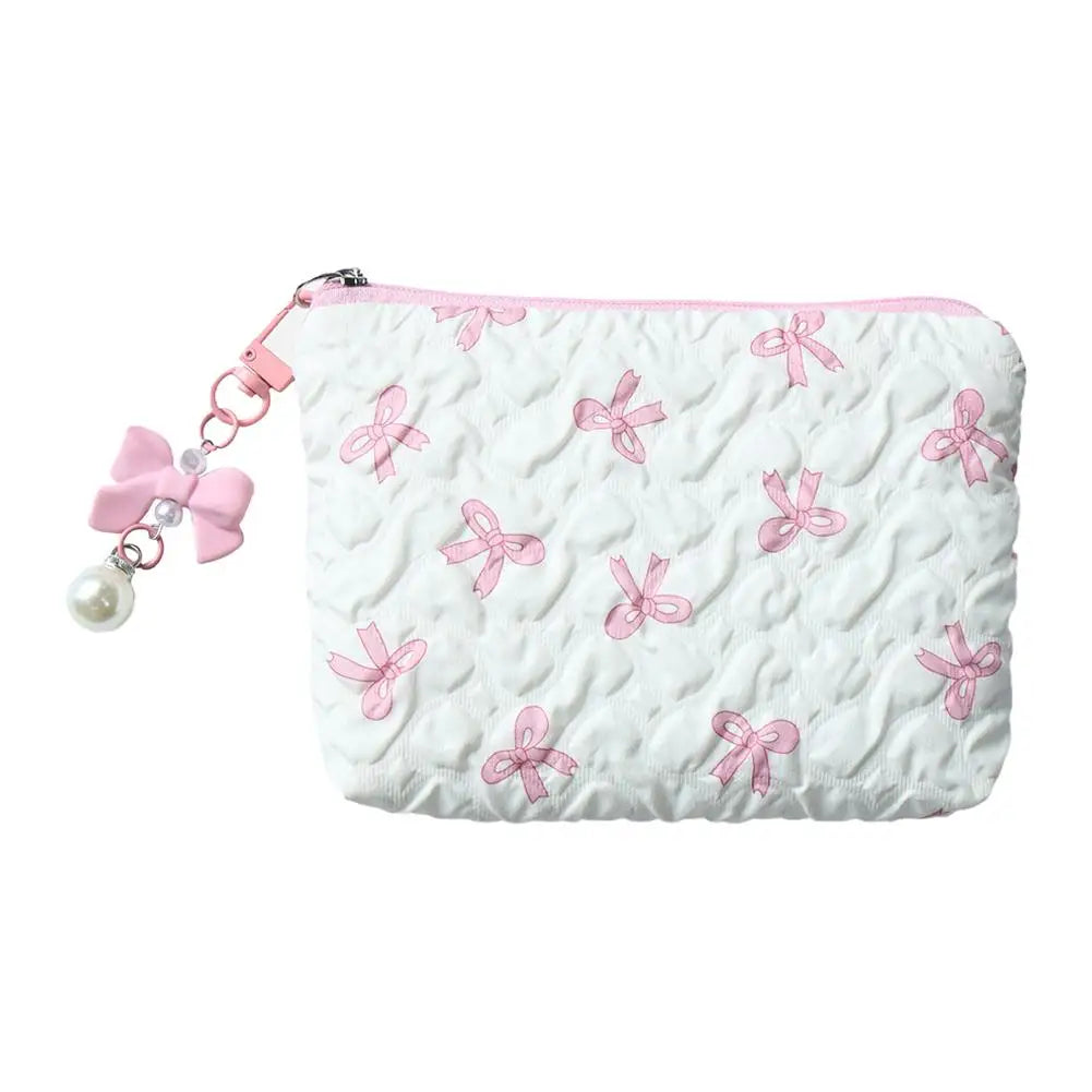 Bow Canvas Makeup Bag Large Capacity Travel Organizer - Smarsty