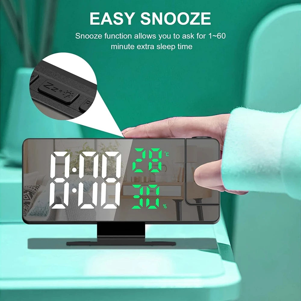 180 Degree Projection Digital Alarm Clock with Temperature Display - Smarsty