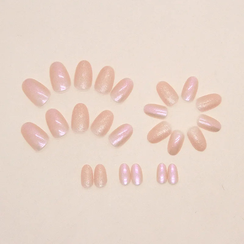 24 Piece Short French Minimalist Glitter Nail Set - Smarsty