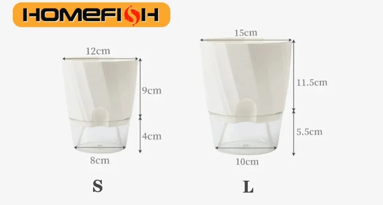 Lazy Hydroponic Flower Pot Automatic Water-Absorbing Flowerpot Transparent Double Layer Plastic Self Watering Planter Office